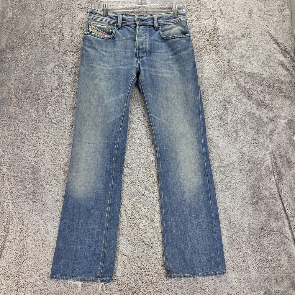 Diesel Jeans Mens 29x32 Blue Zathan Regular Bootcut Button Fly Altered Hem 008AT